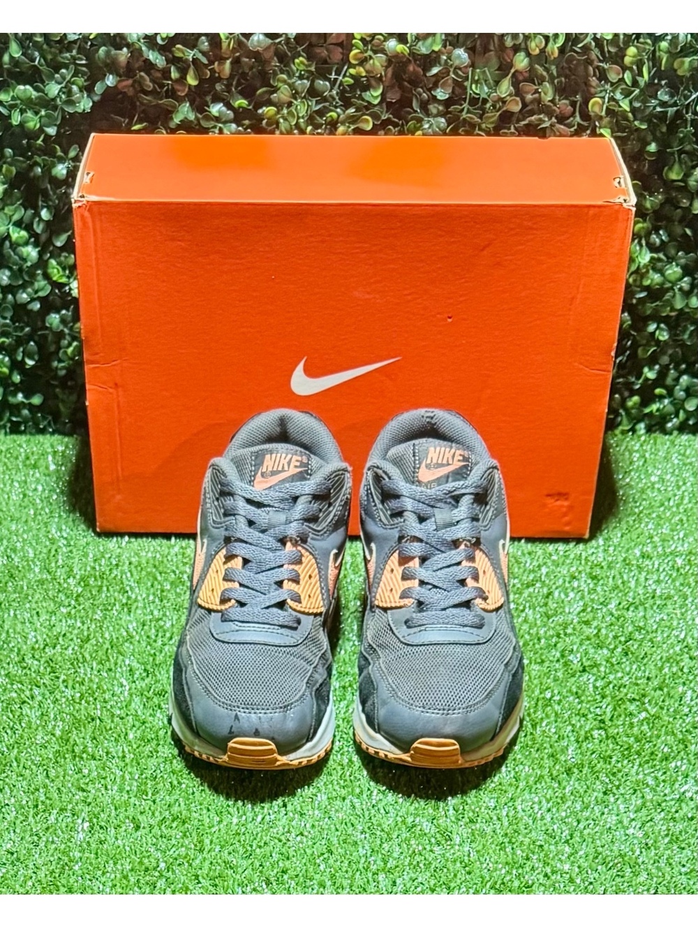 Nike Air Max 90 Black Grey Orange Women’s Size 9.5 Sneakers